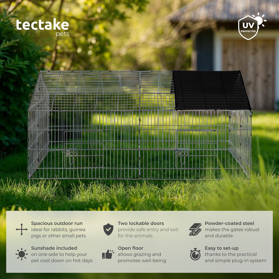 image 1 of Rabbit Run - 12 grid elements with sunshade, 2 doors, 180 x 75 x 75 cm | Black | black | 180 x 75 x 75 cm | 1