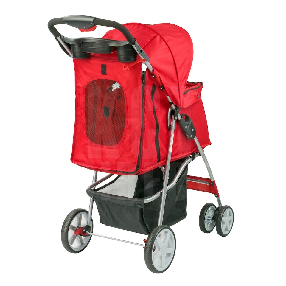 image 1 of KCT Red Pet Stroller with Rain Cover Red