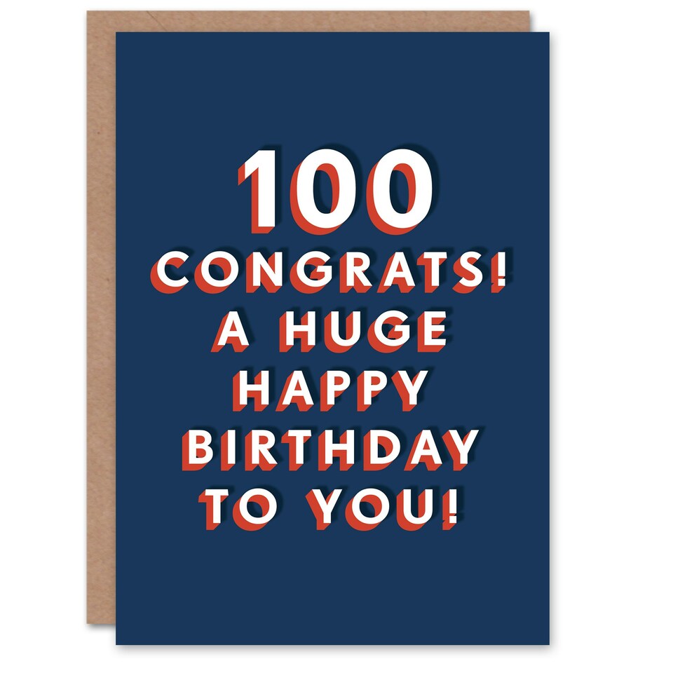 image 1 of Congrats Happy Huge 100 Year Old Milestone 100th For Him Birthday Card