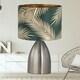 image 4 of First Choice Lighting Set of 2 Valentina Brushed Chrome Touch Lamps with Green Embossed Shades Silver | Green