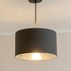 image 3 of ValueLights Reni Medium Charcoal Fabric Chrome Inner Lamp Shade & Bulb Grey