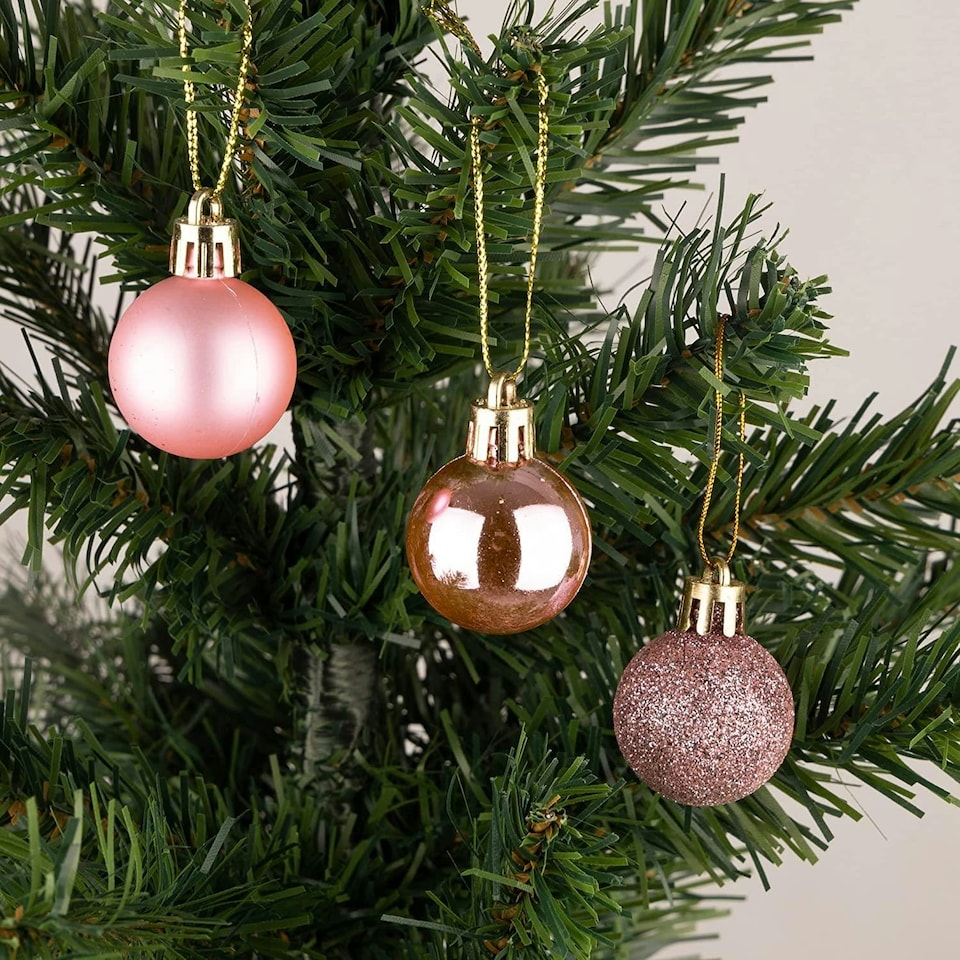 image 1 of 30mm/12Pcs Christmas Baubles Shatterproof Pale Pink,Tree Decorations