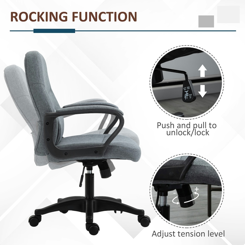 image 1 of Vinsetto Office Chair with Massage 360° Swivel Chair Adjustable Height Grey