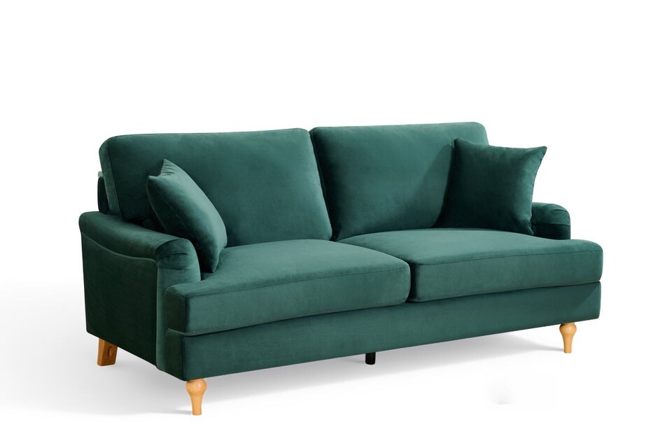 image 1 of Velvet Green 3 Seater Sofa HAMILTON