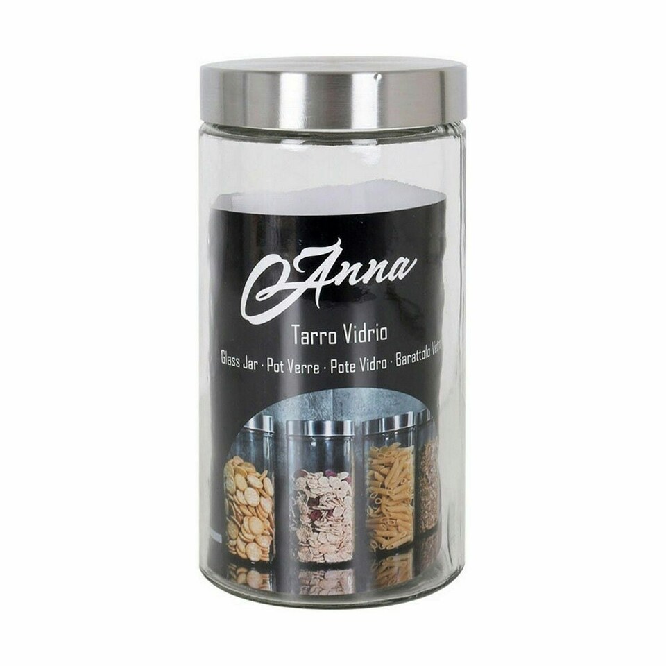 image 1 of Jar Anna 1,7 L Glass Steel 11 x 11 x 22 cm (12 Units) N/A