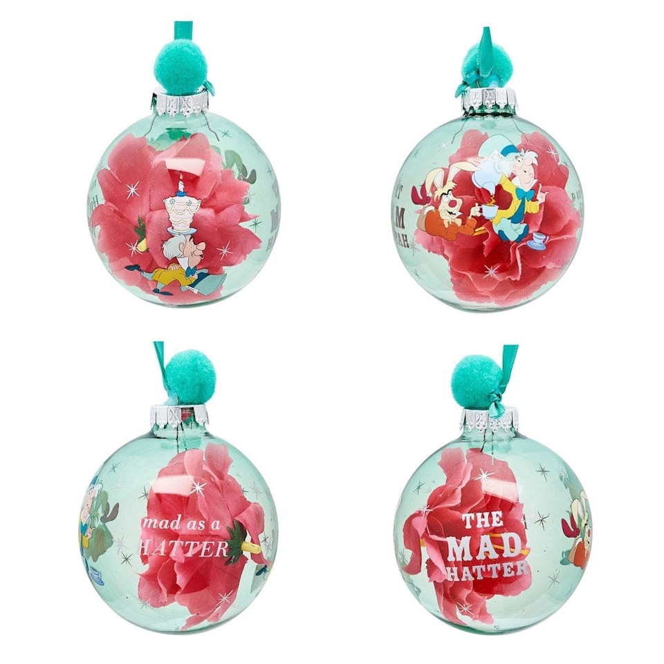image 1 of Widdop Gifts Disney Alice in Wonderland Set of 7 Christmas Tree Baubles