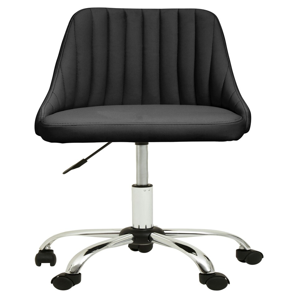 image 1 of Interiors by Premier Brent Ribbed Black And Chrome Home Office Chair