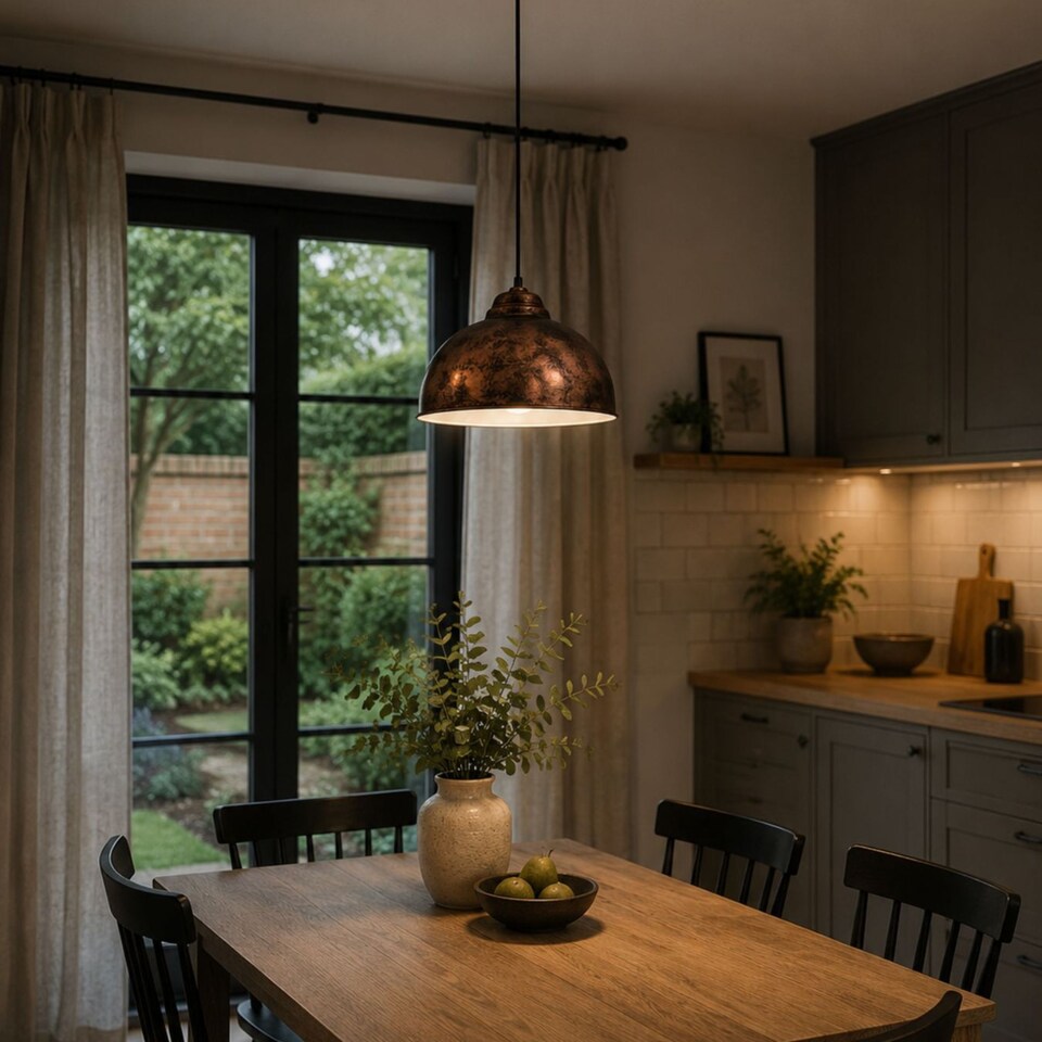 image 1 of EGLO Truro 2 Antique Copper Steel Industrial Pendant Light