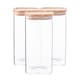 image 1 of Argon Tableware Square Glass Storage Jars with Wooden Lids - 1.5 Litre - Pack of 3