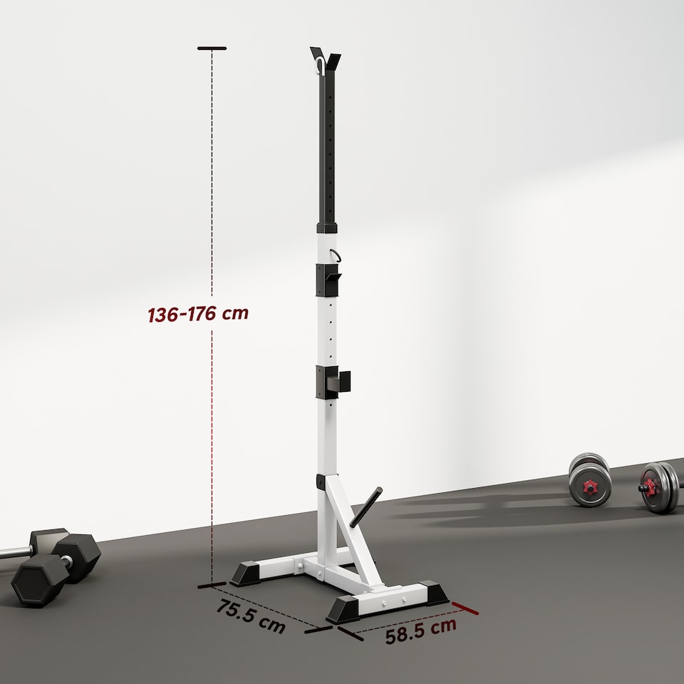 image 1 of HOMCOM Adjust Pair of Barbell Squat Racks Stand Weight Lifting Bench Press Gym