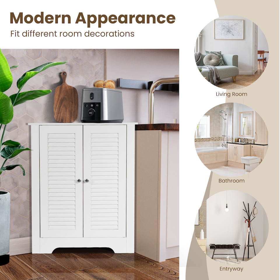 image 1 of COSTWAY Corner Bathroom Storage Cabinet Display Unit
