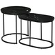 image 1 of HOMCOM Modern Coffee Table Set of 2, Nest of Tables with Steel Frame and Faux Marble Tabletop, Side Tables for Living Room Bedroom, Black