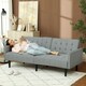 image 2 of HOMCOM Upholstered Sofa bed 3 Seater Home Theater with Storage Light Grey