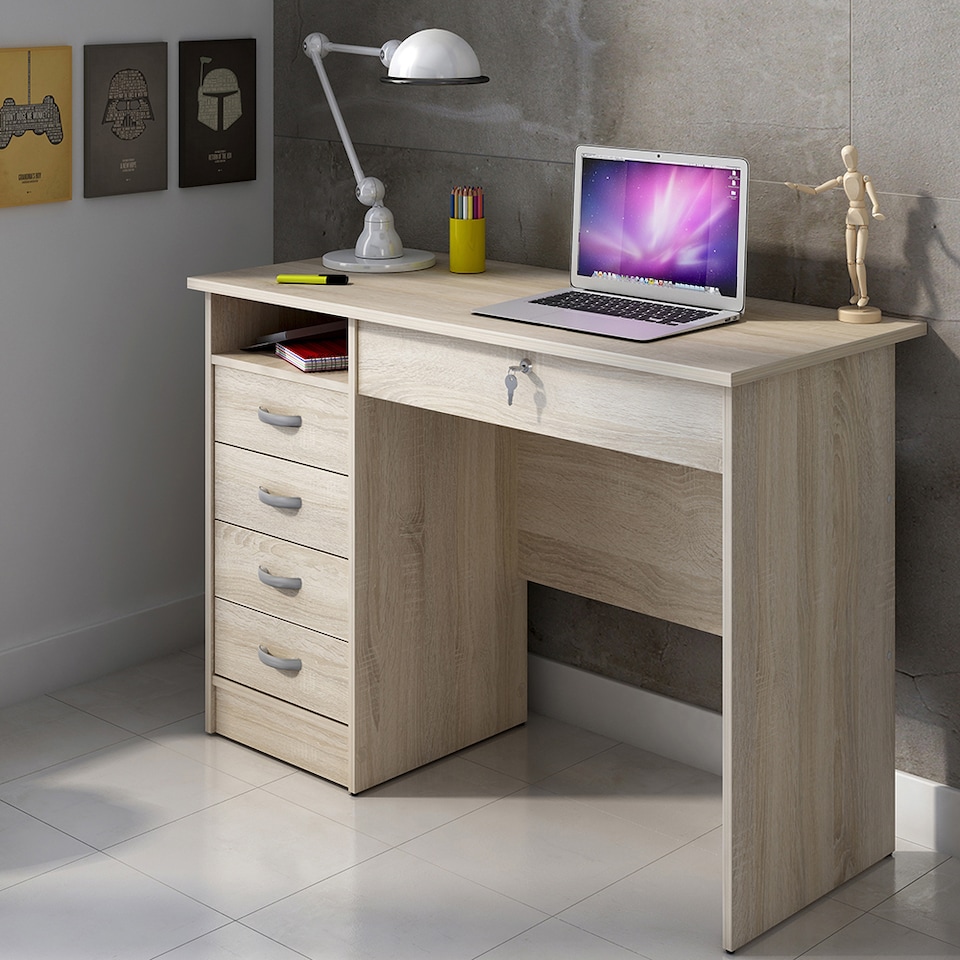 image 1 of Function Plus Desk 5 Drawers in Oak