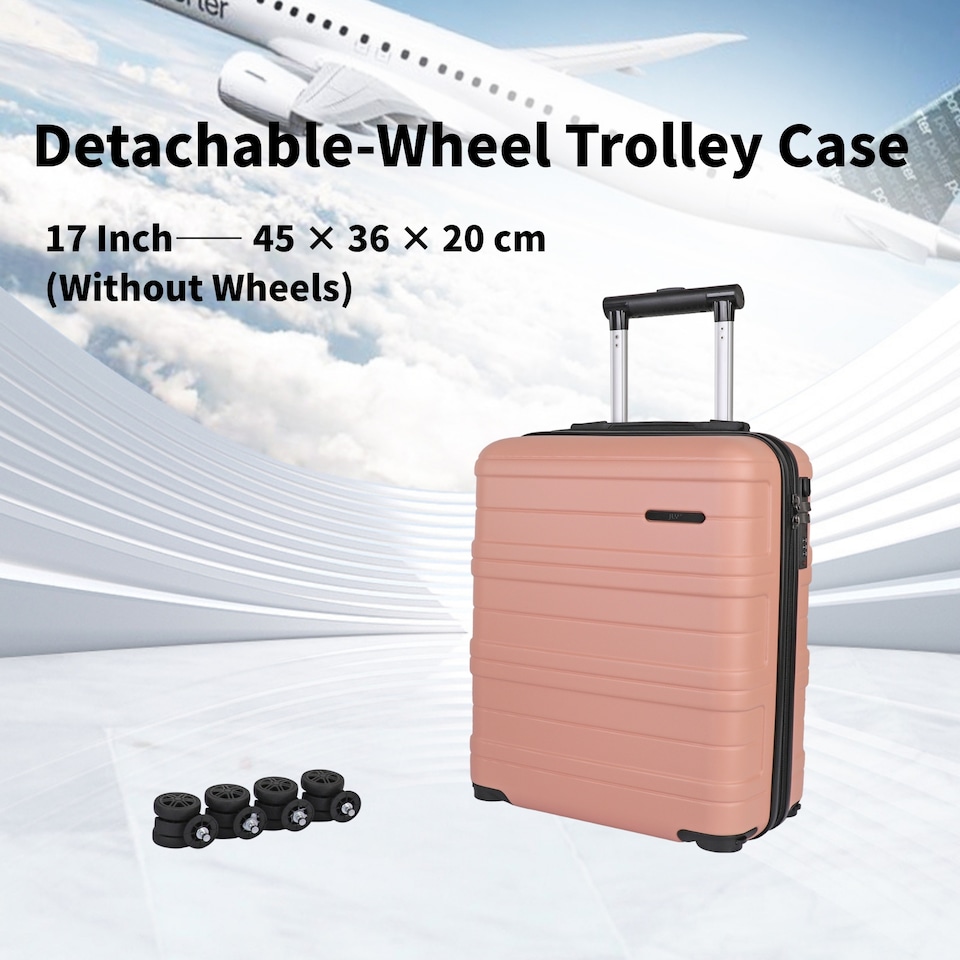 image 1 of ABS Cabin Luggage 45×36×20 Lightweight Carry-On with TSA Lock | Pink | Apricot Orange | Cabin Bag