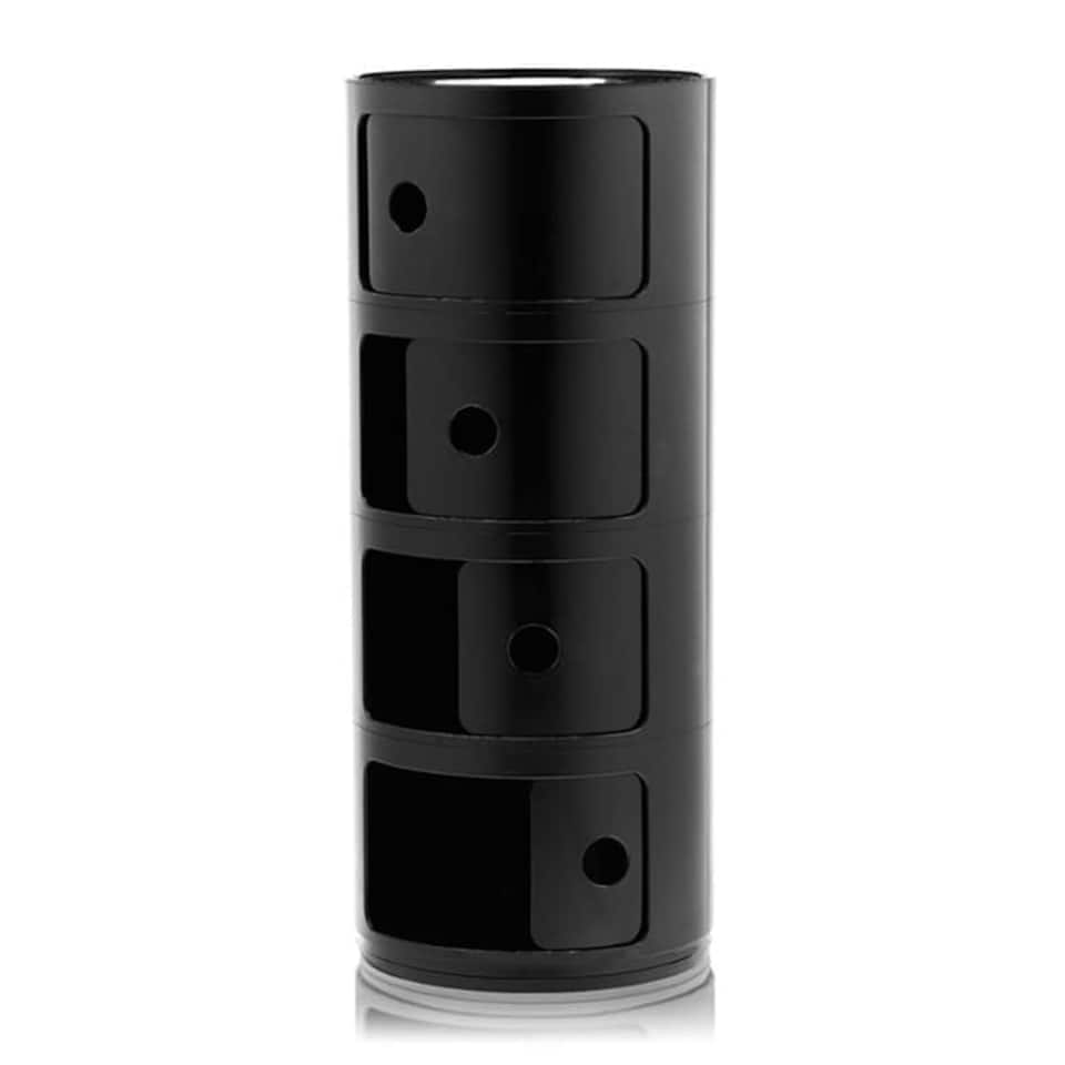 image 1 of Living and Home Cylindrical Multi-Tiered Plastic Storage Drawer Unit - 4 Drawer Black