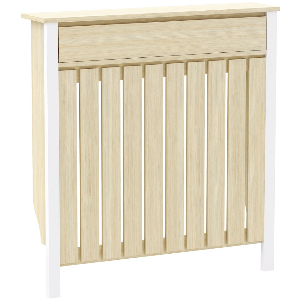 image 1 of HOMCOM Radiator Cover with Drawer and Vertical Slats Oak