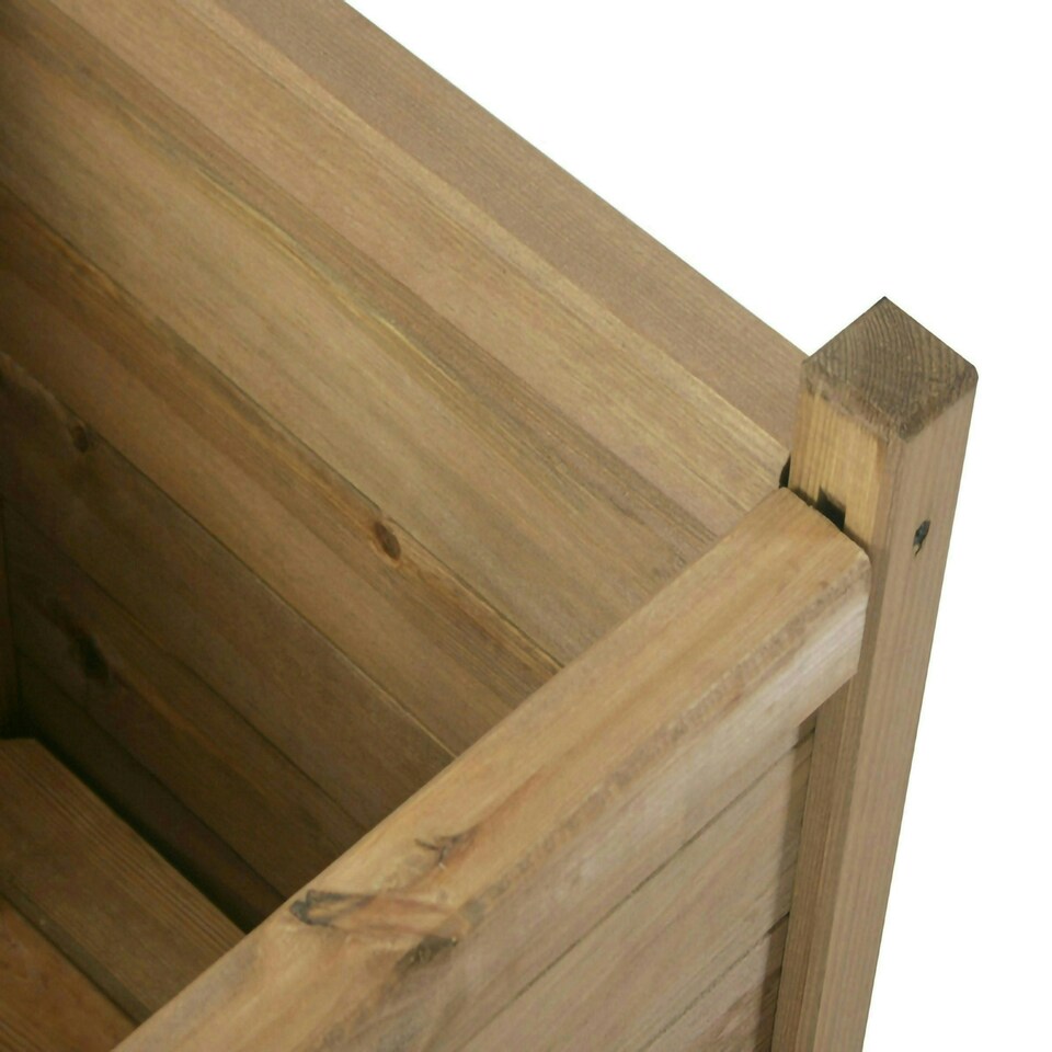 image 1 of Primrose Natural Wooden Tapered Pine Planter Garden Flower Pot 65cm