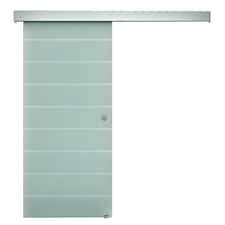 HOMCOM 90cm Sliding Glass Door Set Frosted Stripe w/ Handle Living Room Office 