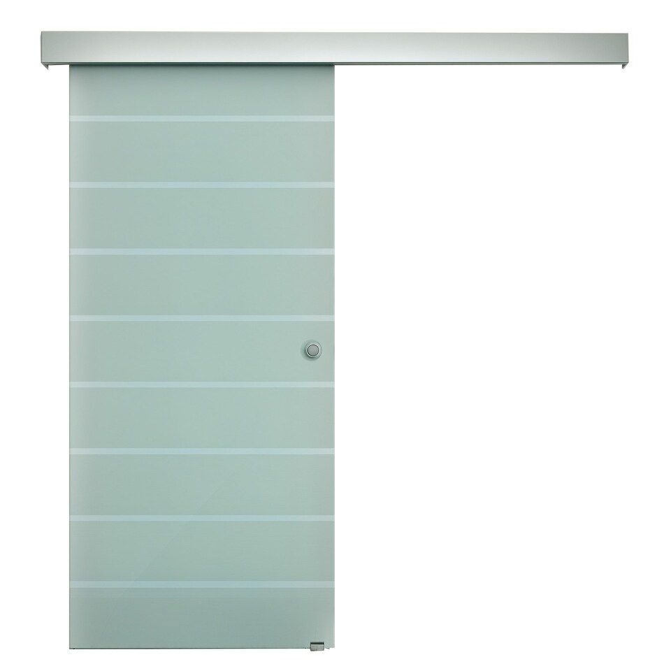 image 1 of HOMCOM 90cm Sliding Glass Door Set Frosted Stripe w/ Handle Living Room Office 
