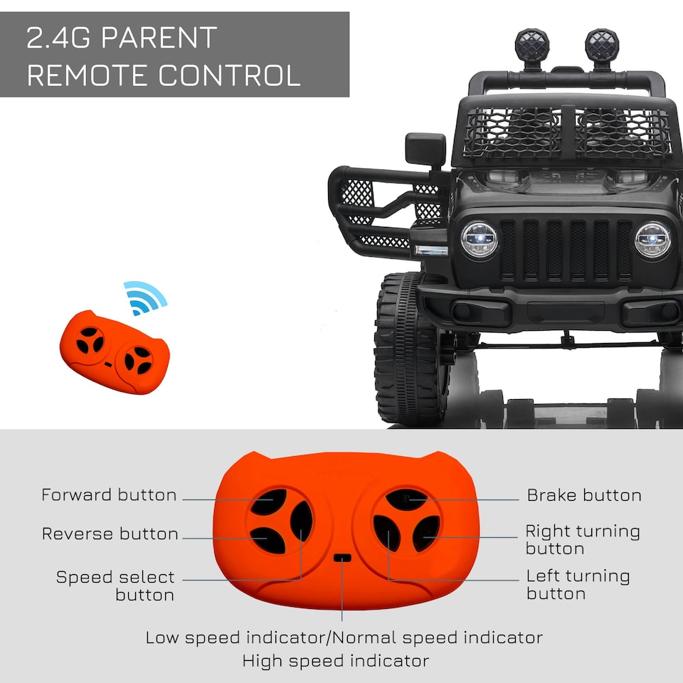 image 1 of HOMCOM 12V Kids Electric Ride On Car Truck Off-road Toy W/ Remote Control Black