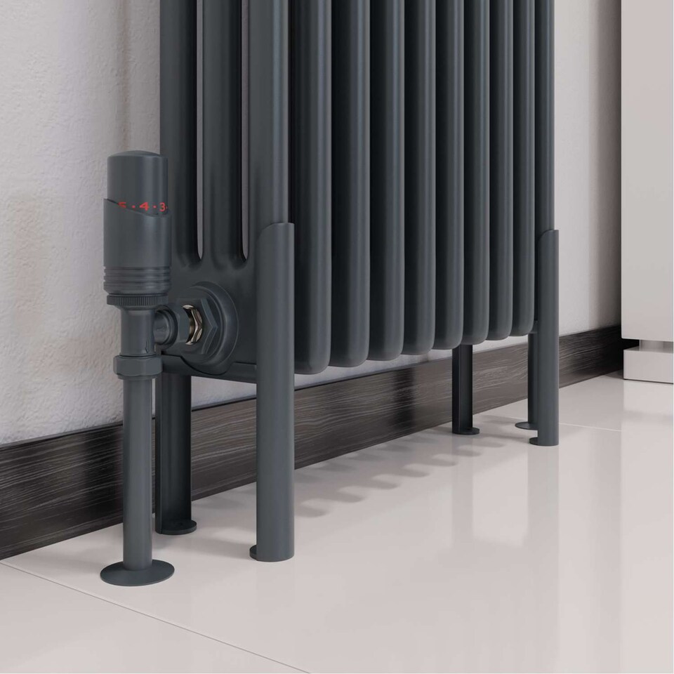 image 1 of Alpha - Anthracite Column Electric Radiator H500mm x W599mm 3 Column 600w Thermostatic WIFI - Feet Included