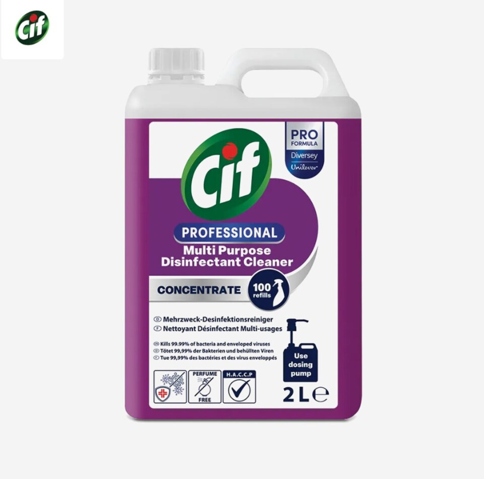 image 1 of 2x Cif Professional Conc Multipurpose Disinfectant 2L Pack of 2 9303826