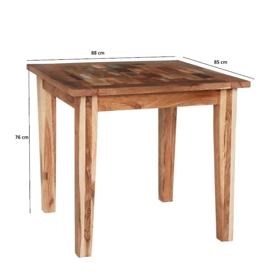 image 1 of Coastal Small Dining Table - Wood - L85 x W88 x H76 cm Brown