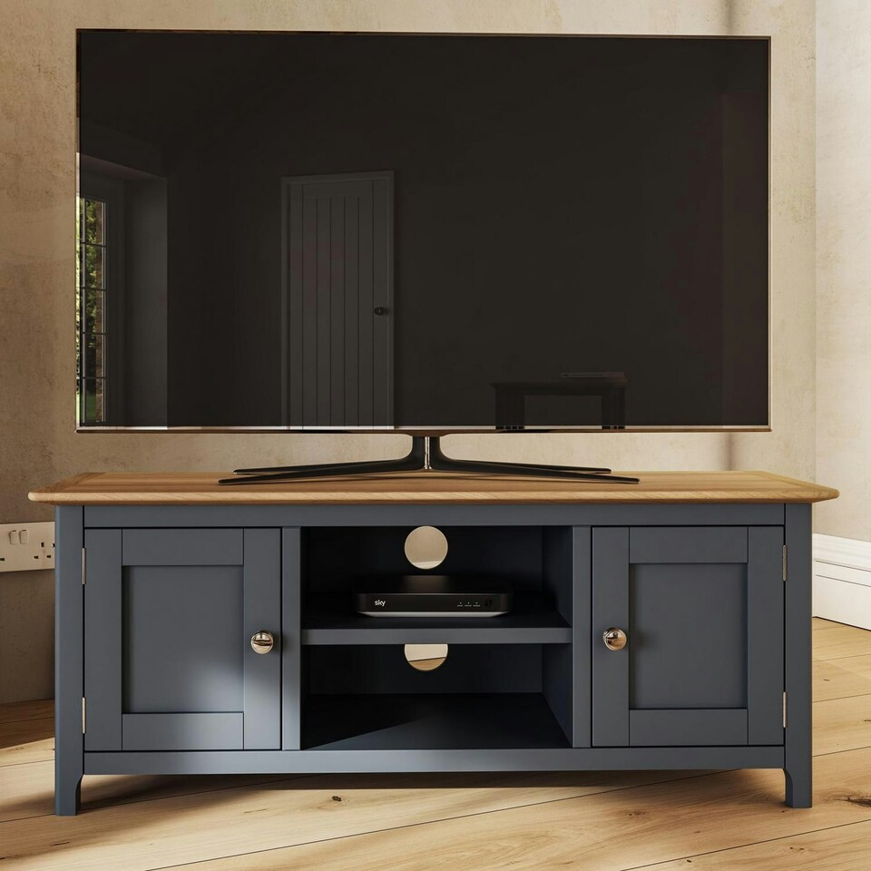 image 1 of Taberno Oak 2 Door TV Unit Graphite Blue Blue