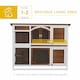 image 3 of PawHut Rabbit Hutch, Guinea Pig Hutch 2-Tier Wooden Cage w/ Ramp Roof, Brown
