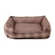 image 1 of Living and Home Linen Woven Pet Bed with Anti-Slip Bottom for Cats & Dogs | Brown | Brown Plaid | S