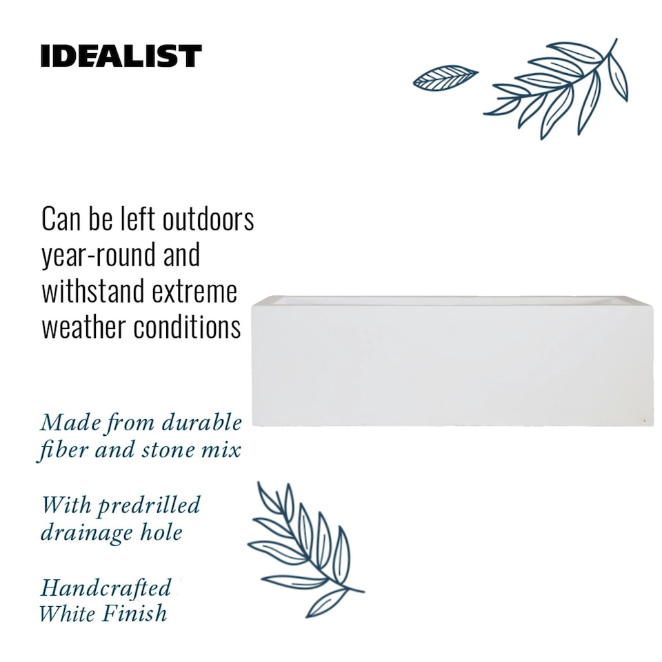image 1 of Window Box Light Concrete White Garden Planter L80 W17 H17.5 cm, 24 ltrs Cap.