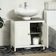 image 10 of kleankin Bathroom Sink Cabinet, Freestanding Under Sink Cabinet Adjustable Shelf White | White