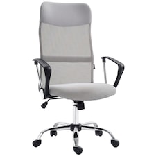 HOMCOM Mesh Office Chair, High Back Computer Desk Chair, Swivel Chair with Height Adjustable, for Home, Light Grey