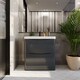 image 2 of Balterley Arch Modern Bathroom Floor Standing 2 Drawer Vanity Unit & Ceramic Basin | Grey | Satin Soft Black