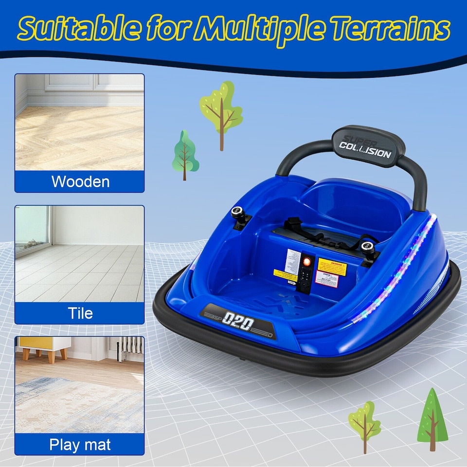 image 1 of COSTWAY Toy Car Kids Ride-On Bumper Car Electric 12V Blue