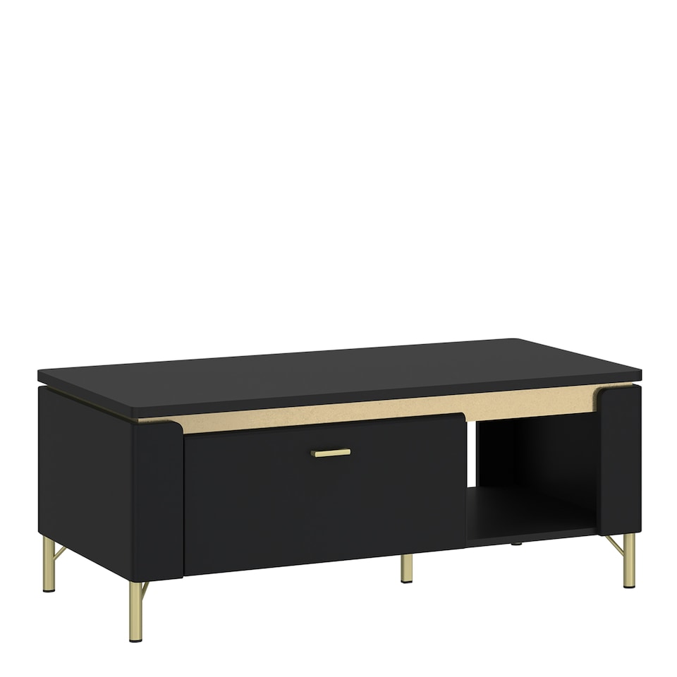 image 1 of Genoa Coffee Table 1 Drawer in Black Matt/Gold