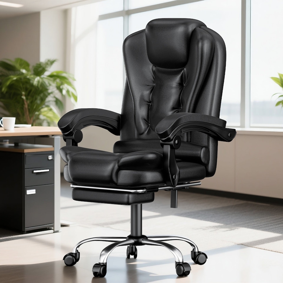 image 1 of Rattantree Executive High Back Office Chair Ergonomic PU Leather Recliner