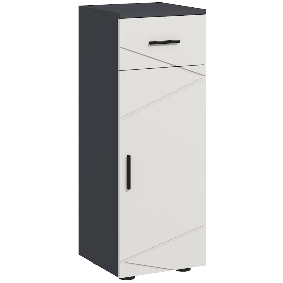 image 1 of kleankin Slim Bathroom Cabinet, Narrow Bathroom Storage Cabinet with Drawer, Door Cupboard, Adjustable Shelf and Soft Close Mechanism, Grey