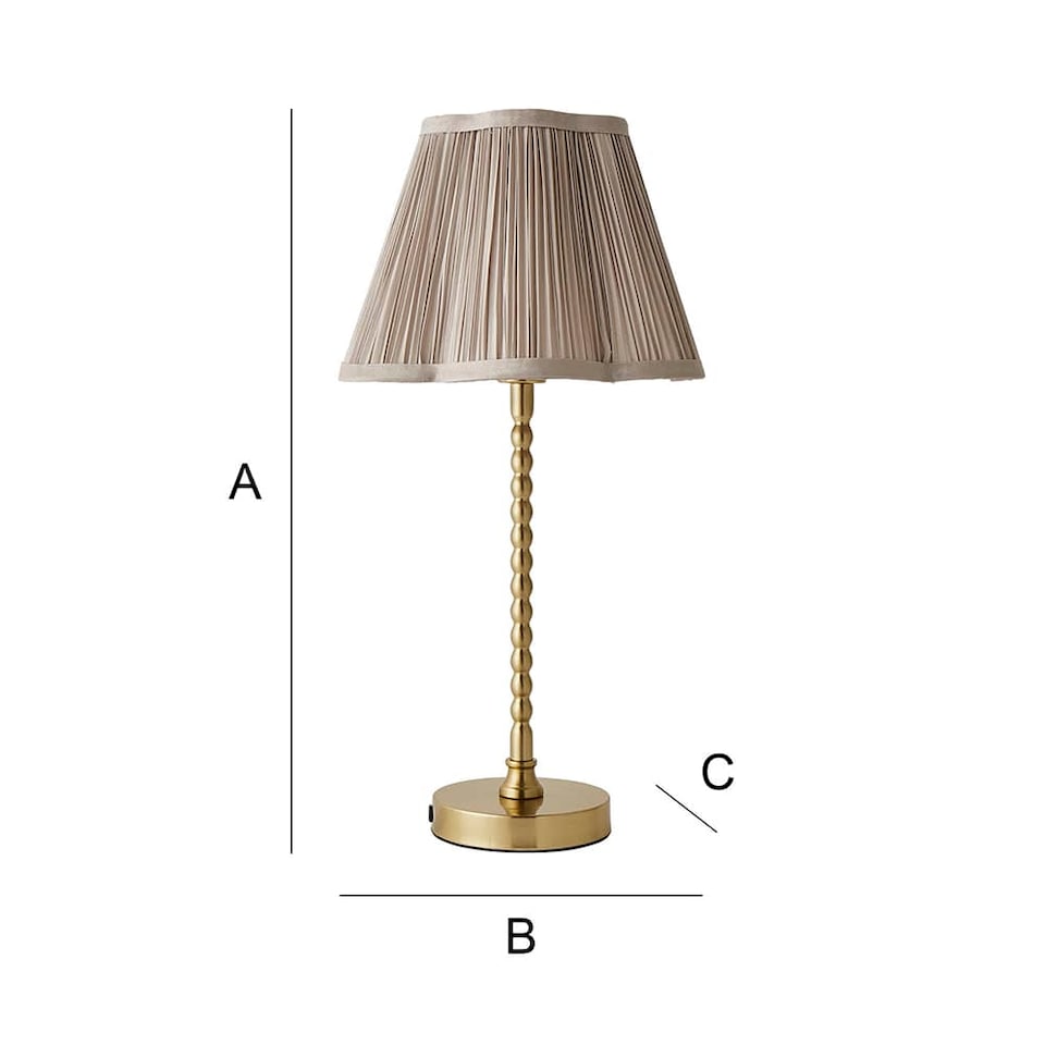 image 1 of ValueLights Maeve Light Grey Pleat Faux Silk Scallop Shade Gold Bobbin Table Lamp & Bulb | Gold