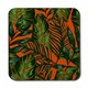image 1 of Green Tropical Leaves on Orange (Coaster)