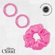 image 4 of Silver Cloud Satin Scrunchie Trio Combo Fuchsia 3 Pack