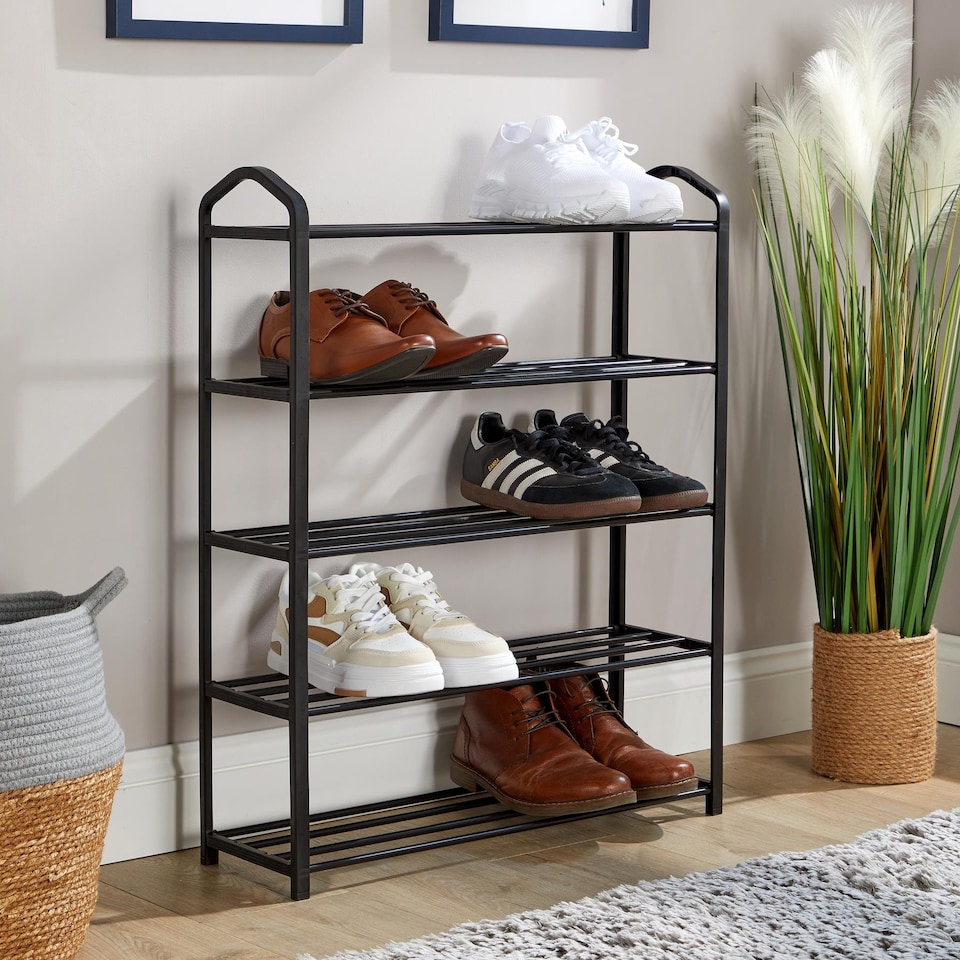 image 1 of 4 or 5 Tier Shoe Storage Rack Footwear Stand Shelf Hallway Entryway Organiser | Black