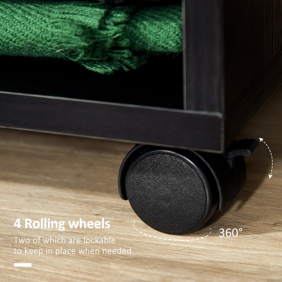 image 1 of HOMCOM Open Wardrobe on Wheels, Bedroom Wardrobe with Clothes Hanging Rail, 2 Storage Shelves, Mobile Garment Rack for Cloakroom, Hallway, Black