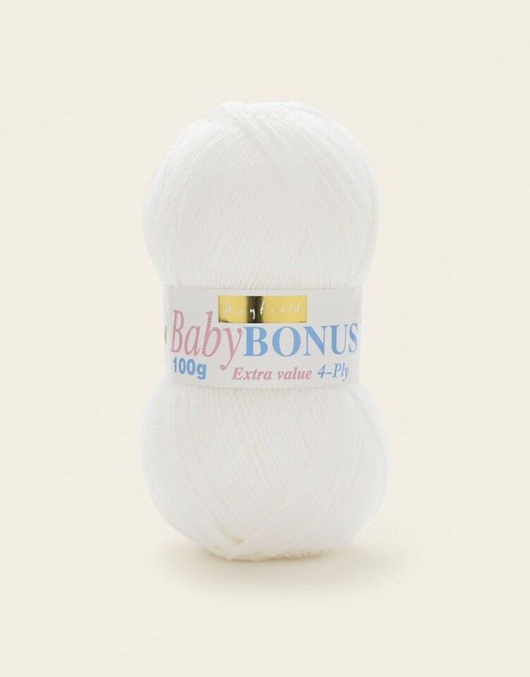 Hayfield White Baby Bonus 4 Ply Yarn (Value Pack 10 x 100g Balls) For Crochet, Knitting - 466m per ball