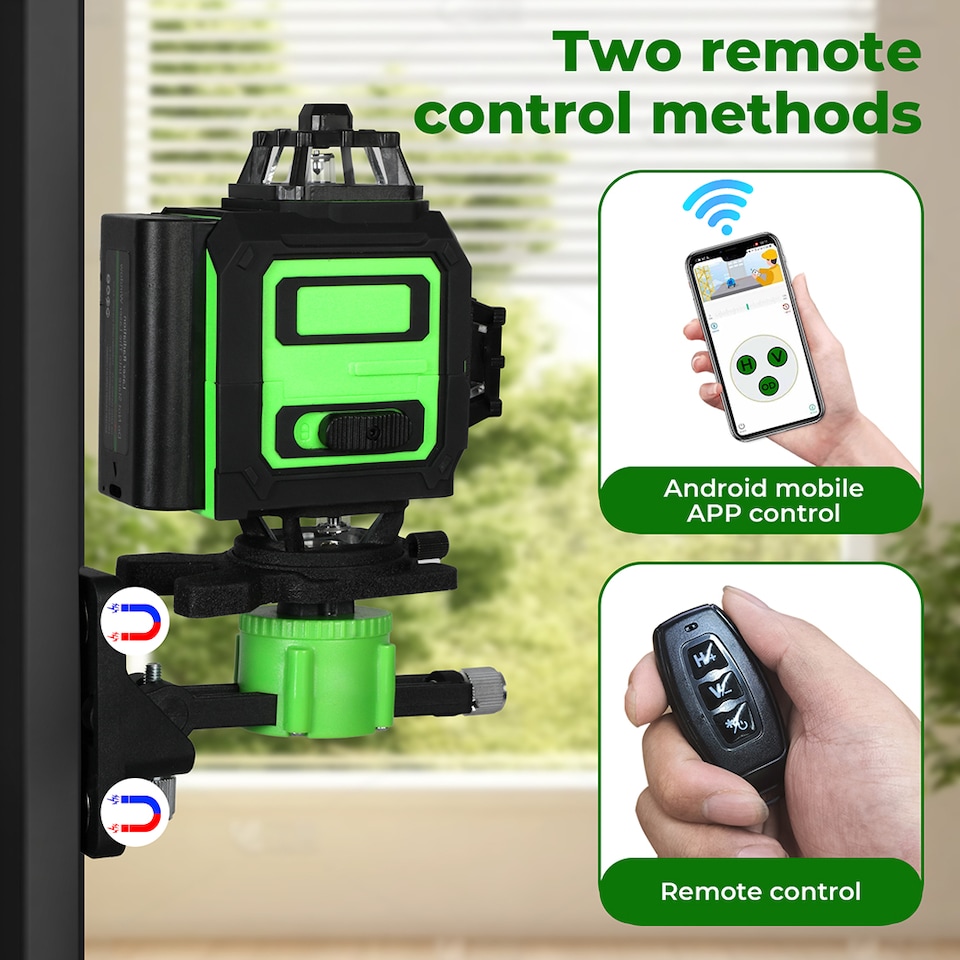 image 1 of Traderight 4D 16 Line Green Laser Level 360 Degree Self Leveling with Remote Tripod