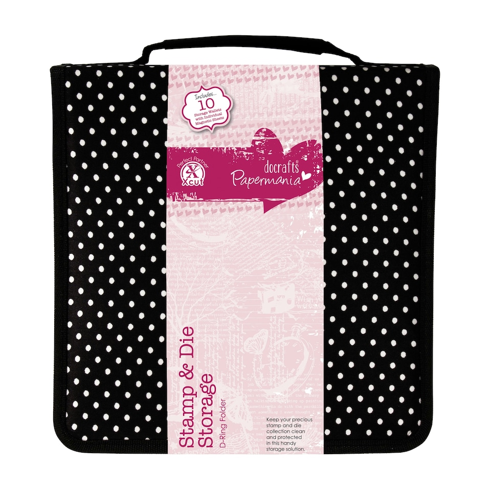 Papermania Polka Dot Stamp & Die Storage, Black and White, 10 x 10"