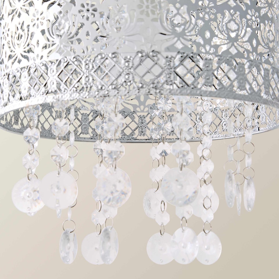 image 1 of ValueLights Enna Silver Moroccan Style Acrylic Droplet Ceiling Shade and Bulb