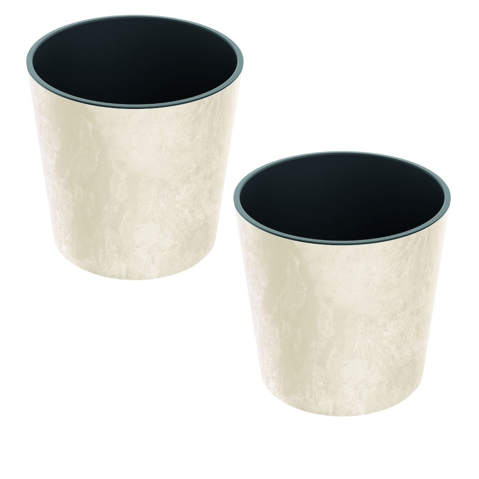 image 1 of Set of 1 Tubus Low Washed Up Look Flower Pot 250mm | Cream | 1