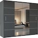 image 1 of Modern Panelled Mirror Sliding Wardrobe 150cm | White/Black/Grey/Oak 2-Door Bedroom Cabinet Grey | Grey150cm